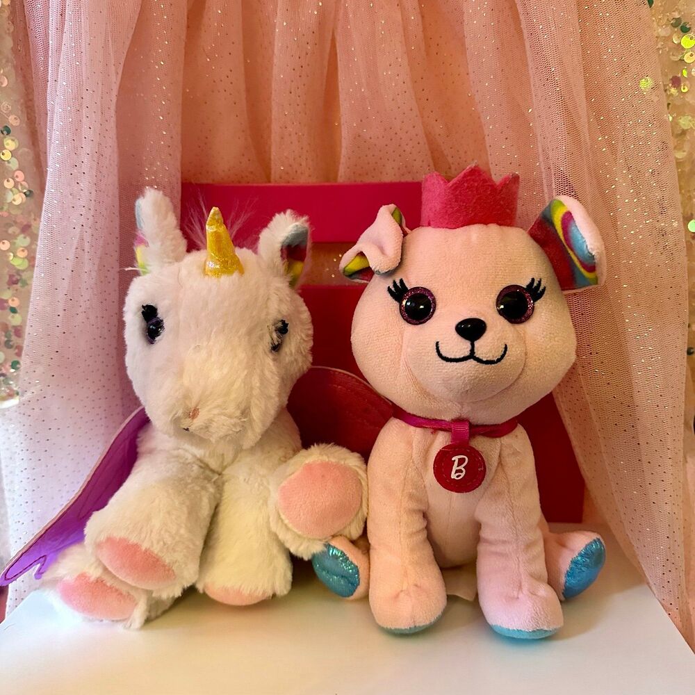 Barbie Loves Pets Unicorn Plush And Princess Puppy Plush Pets Bundle